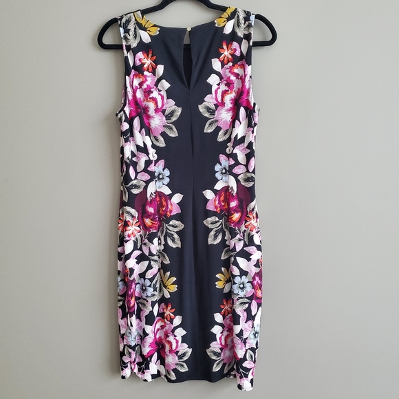 White House Black Market WHBM Floral Sheath Stretch Dress in Black Size XS - Picture 3 of 8